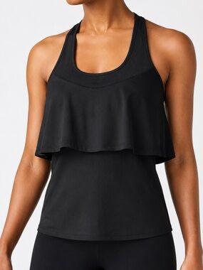 Fabletics Ashlynn Racerback Built-In Bra Tank Top Black Size Medium